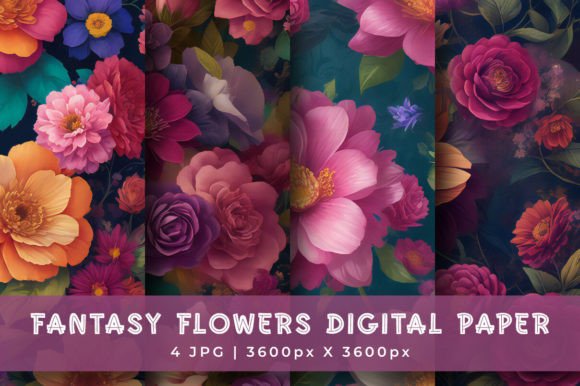 Download Fantasy Flowers Digital Paper Pattern - Pattern Collection