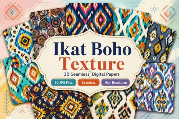 Download Ikat Boho Texture Digital Patterns - Pattern Collection