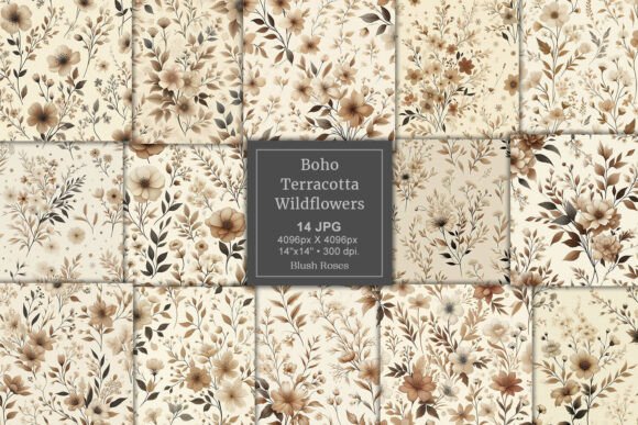 Download Boho Ivory and Brown Wildflowers Pattern - Pattern Collection