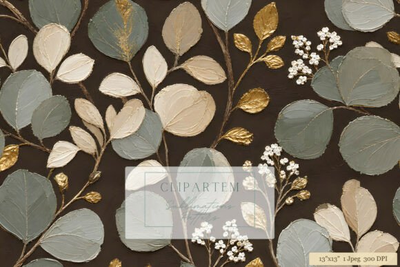 Download Gold Eucalyptus Botanical Dark Pattern - Pattern Collection