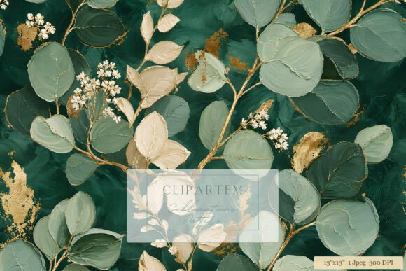 Download Emerald Gold Eucalyptus Leaf Pattern - Pattern Collection