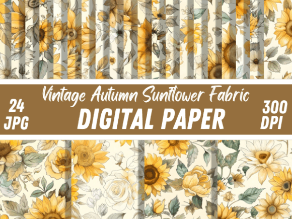Download Vintage Autumn Sunflower Fabric Pattern - Pattern Collection