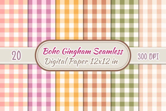 Download 20 Boho Gingham Seamless Patterns Png - Pattern Collection