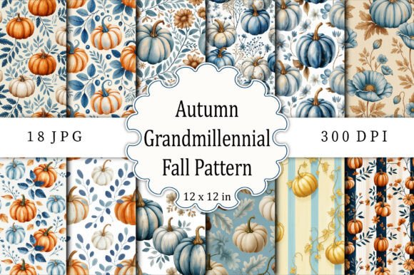 Download Autumn Grandmillennial Fall Pattern - Pattern Collection