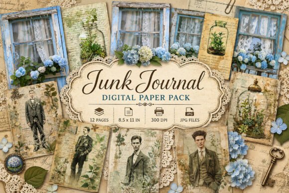 Download Vintage Botanical Gentleman Junk Journal - Botanical Collection