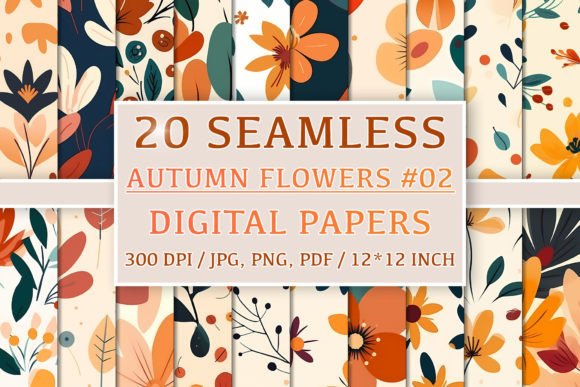 Download 20 Seamless Autumn Flower Patterns #2 - Pattern Collection