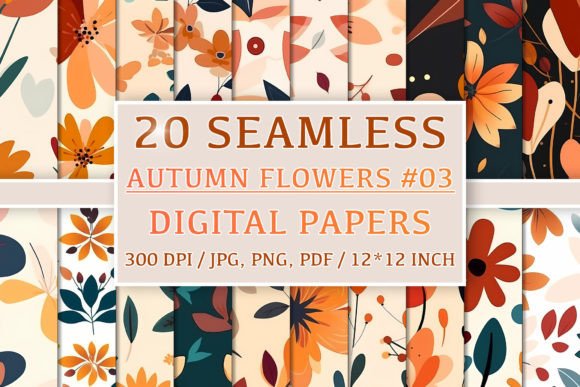 Download 20 Seamless Autumn Flower Patterns #3 - Pattern Collection