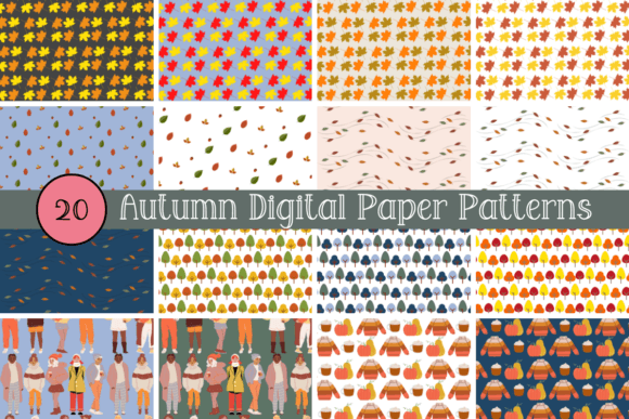 Download Autumn Digital Paper Pattern Bundle - Pattern Collection