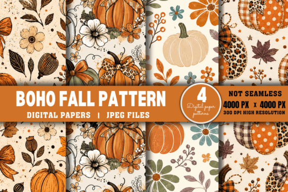 Download Boho Fall Pattern, Autumn Digital Paper - Pattern Collection