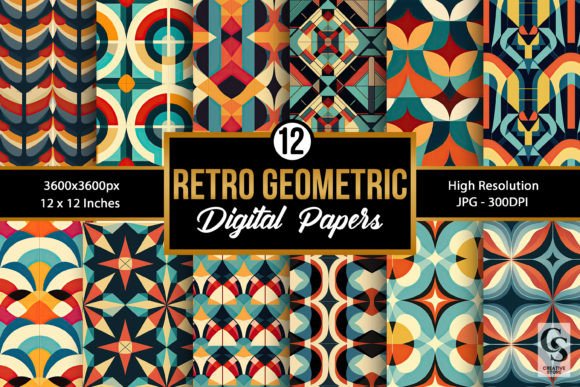 Download Retro Geometric Pattern Digital Papers - Pattern Collection