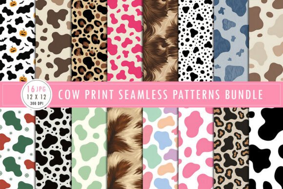 Download Cow Print Seamless Patterns Bundle - Pattern Collection