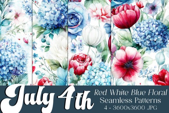 Download July 4th Seamless Floral Patterns 11 - Pattern Collection