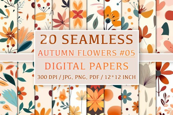 Download 20 Seamless Autumn Flower Patterns #5 - Pattern Collection