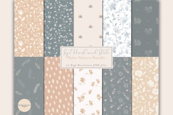 Download Soft Peach and Slate Boho Patterns - Pattern Collection