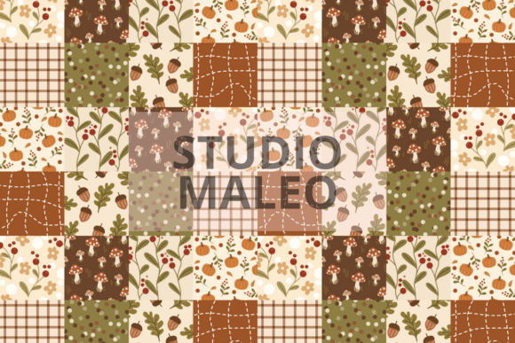 Download Cozy Autumn Patchwork Fall Pattern - Pattern Collection