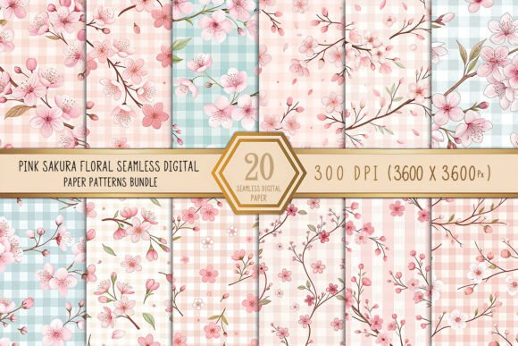 Download Pink Sakura Floral Seamless Patterns - Pattern Collection