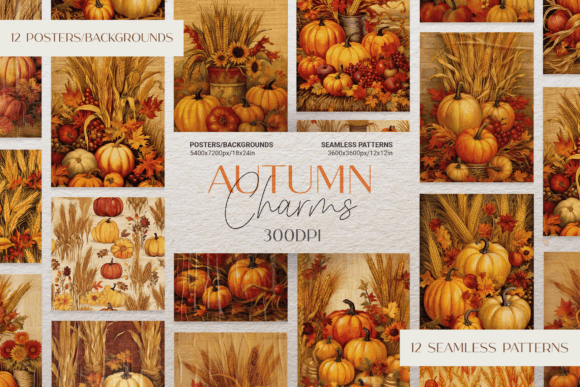 Download Autumn Charms Posters and Patterns - Pattern Collection