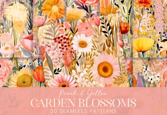 Download Peach Pink Yellow Spring Floral Patterns - Pattern Collection