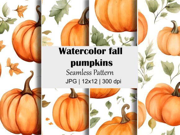 Download Watercolor Fall Pumpkin Seamless Pattern - Pattern Collection