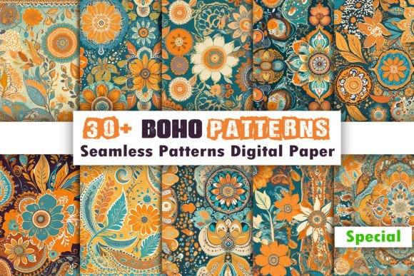 Download Seamless Boho Patterns - Vintage Summer - Pattern Collection