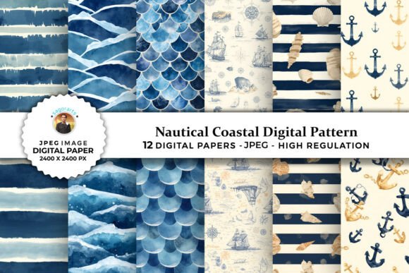 Download Nautical Coastal Digital Patterns - Pattern Collection
